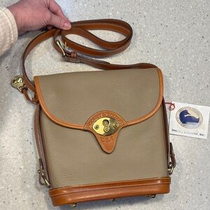 Dooney & Bourke Beige and Brown Leather Shoulder Bag